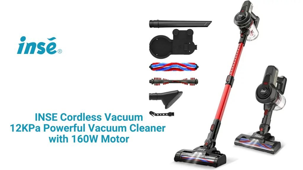 INSE Cordless Vacuum 12KPa Powerful Vacuum Cleaner with 160W Motor